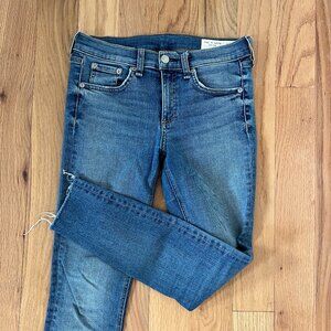 rag and bone - skinny jeans - blue denim - raw hem - size 26